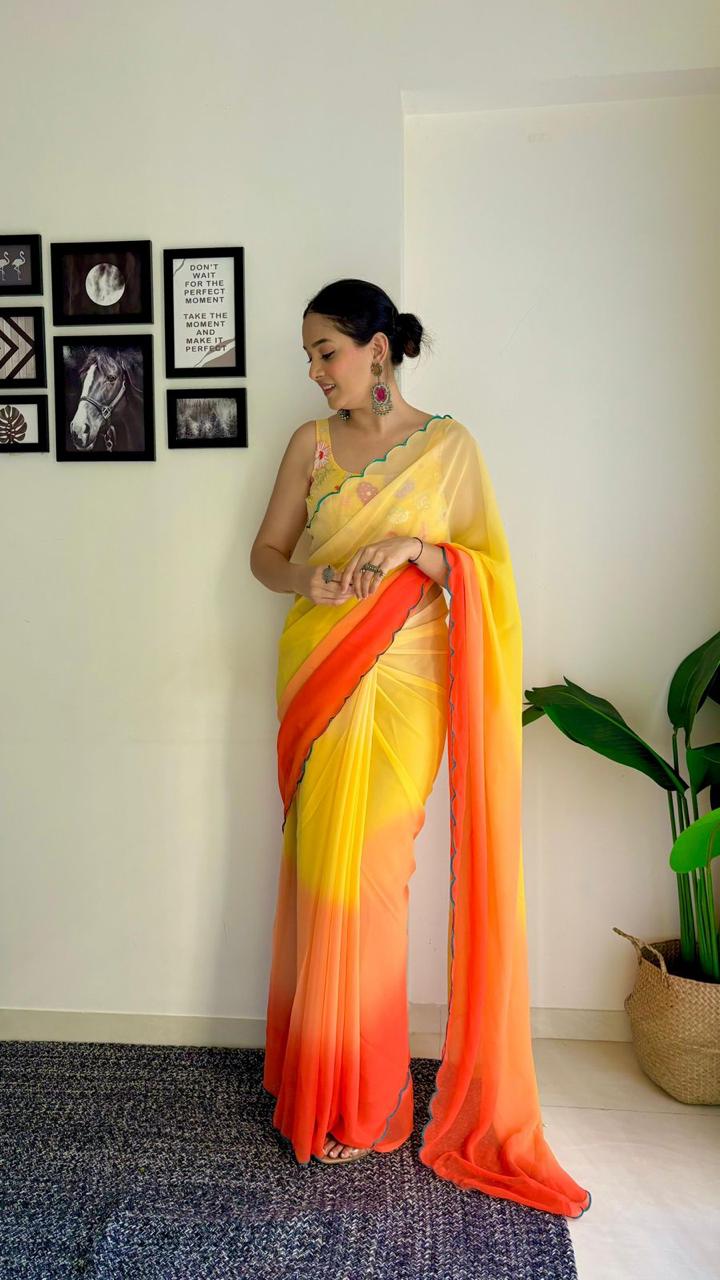 Georgette Cutwork Saree